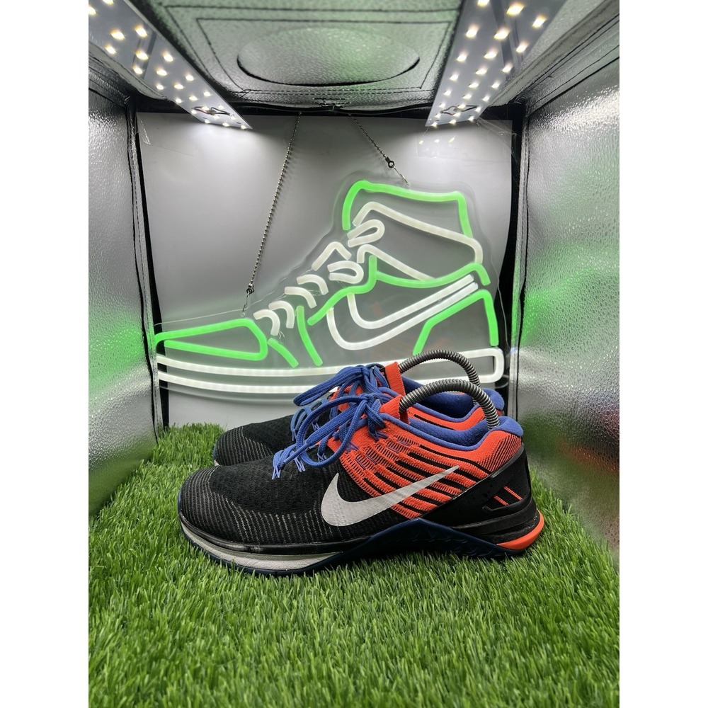 Nike Metcon DSX Flyknit 849809-002 Black Orange Running Shoes Women's Size 8.5